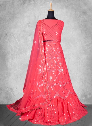 Pink Georgette Designer Lehenga Choli