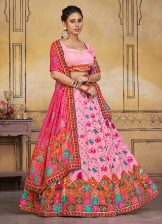 Pink Khatli Work A Line Lehenga Choli