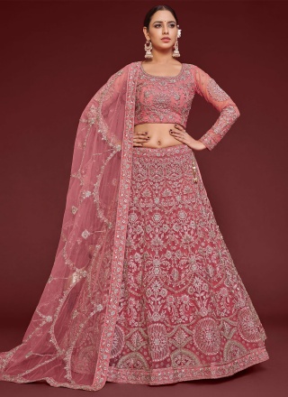 Pink Net Trendy Lehenga Choli