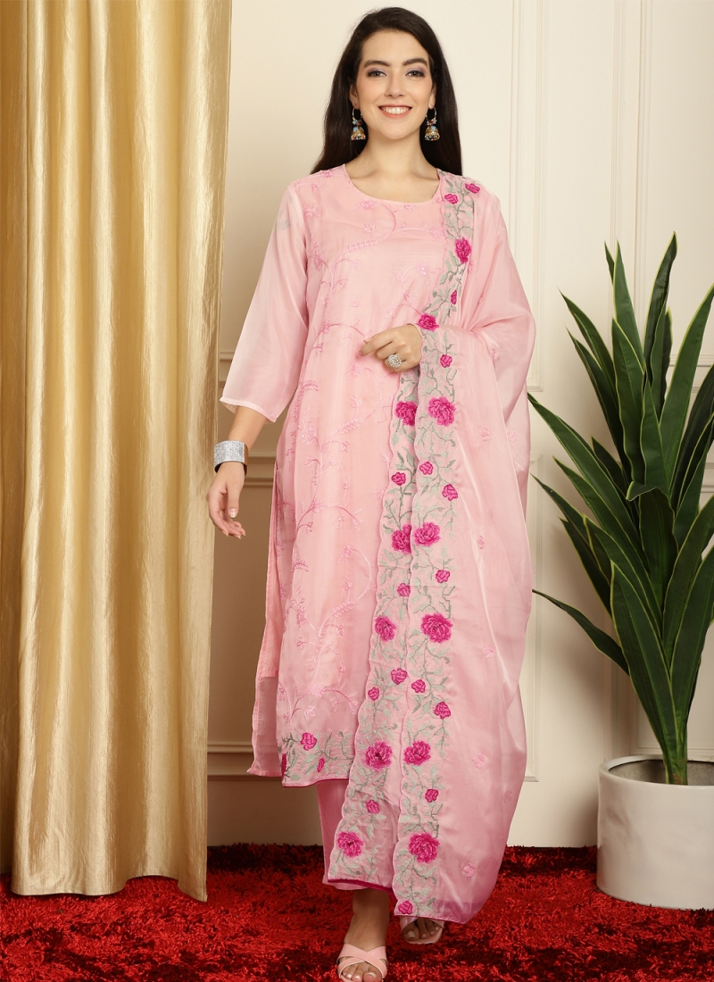 Pink Organza Designer Salwar Suit
