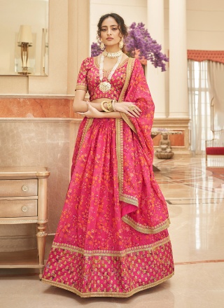 Pink Organza Festival Trendy Lehenga Choli