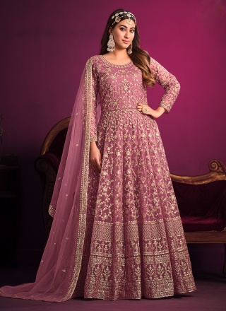 Pink Party Net Anarkali Salwar Kameez