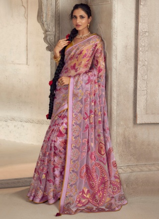 Pink Patch Border Wedding Contemporary Saree