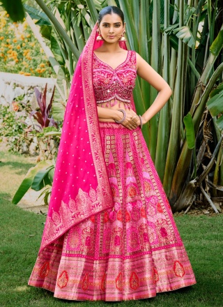 Pink Reception Readymade Lehenga Choli