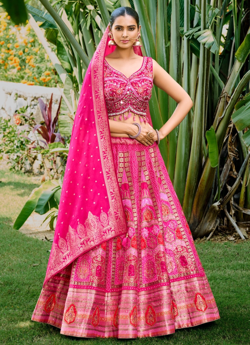 Pink Reception Readymade Lehenga Choli