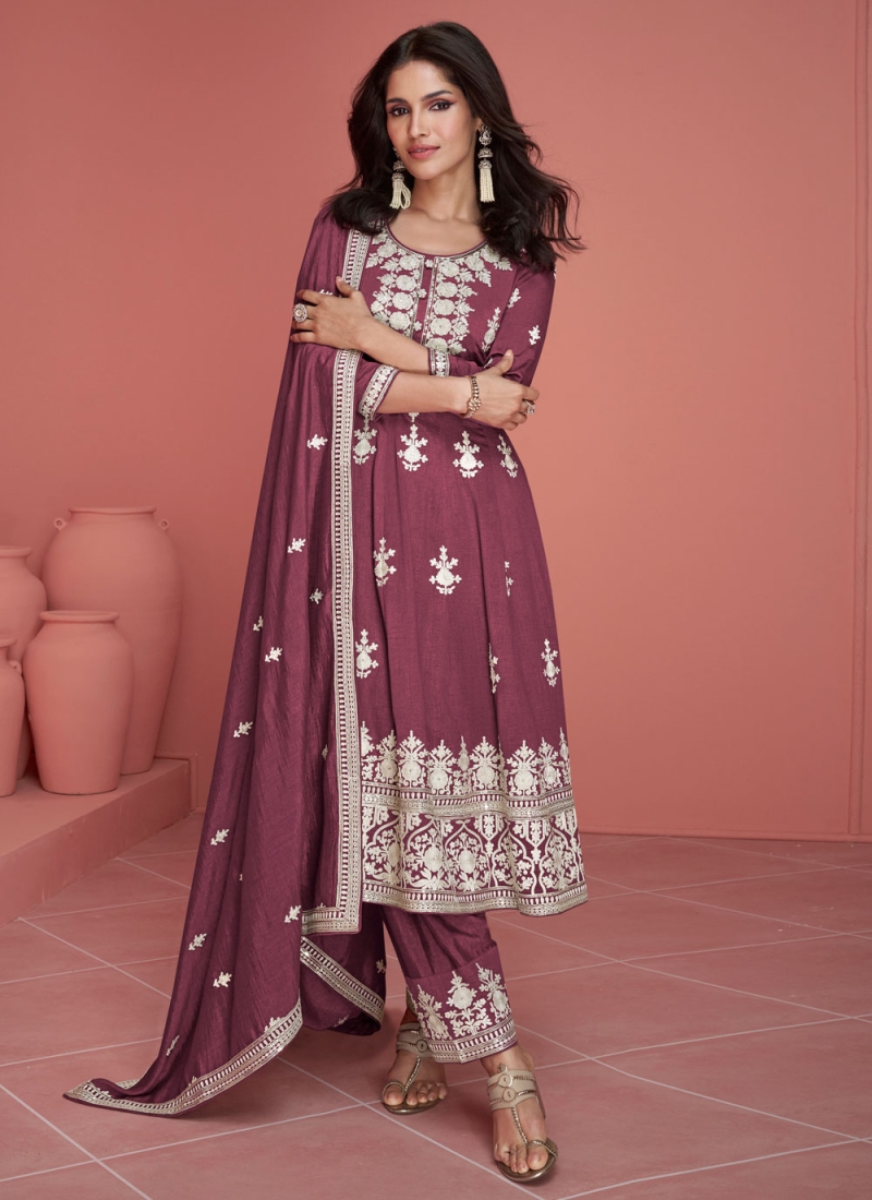 Pink Silk Party Designer Salwar Suit