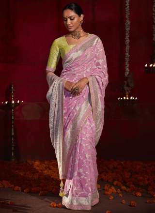 Pink Silk Saree