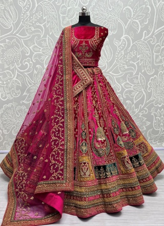 Pink Velvet Sequins Trendy Lehenga Choli