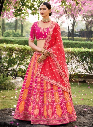 Pink Weaving A Line Lehenga Choli