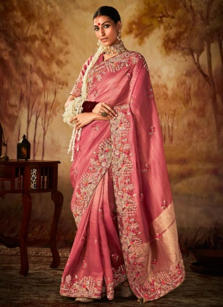 Pink Weaving Kanjivaram Silk Trendy Saree