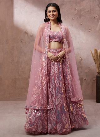 Pink Wedding Net Lehenga Choli