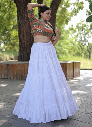 Plain Rayon Trendy Lehenga Choli in White