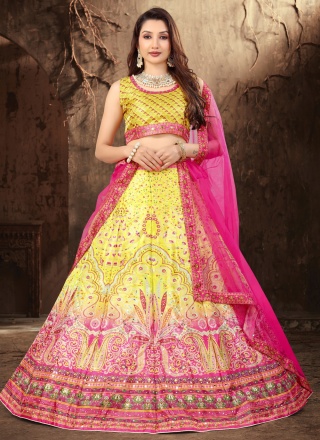 Pleasing Digital Print Satin Lehenga Choli