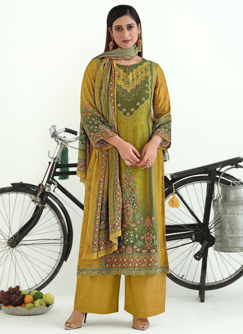 Pleasing Mustard Ceremonial Trendy Salwar Kameez