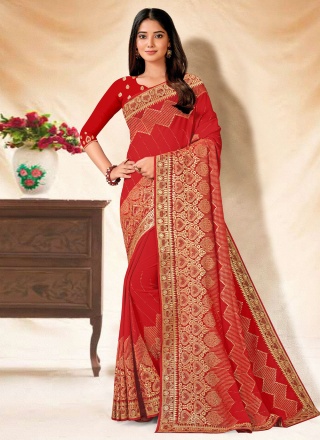 Pleasing Red Trendy Saree