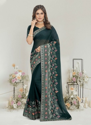 Praiseworthy Chiffon Satin Engagement Classic Saree