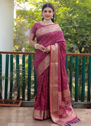 Praiseworthy Weaving Purple Patola Silk  Trendy Saree