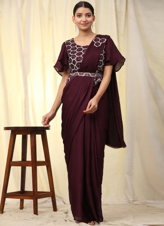 Precious Wine Satin Trendy Sar