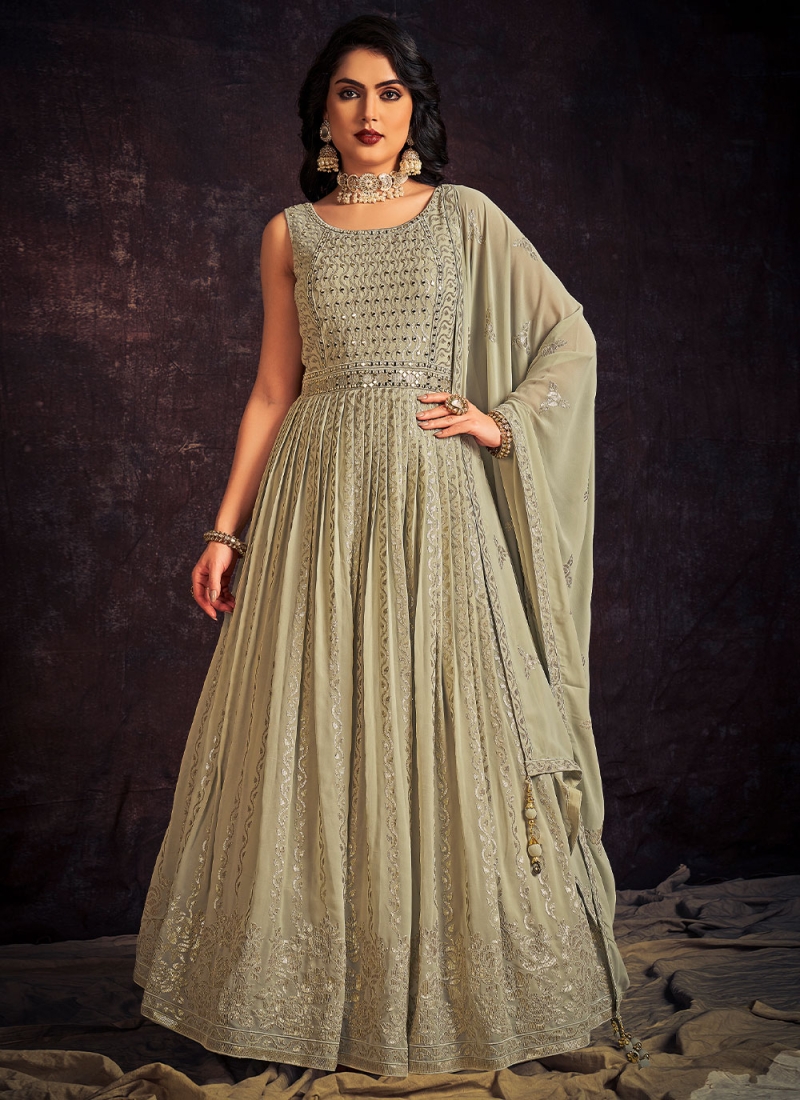 Precious Zari Georgette Floor Length Gown