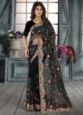 Prepossessing Net Party Contemporary Style Saree