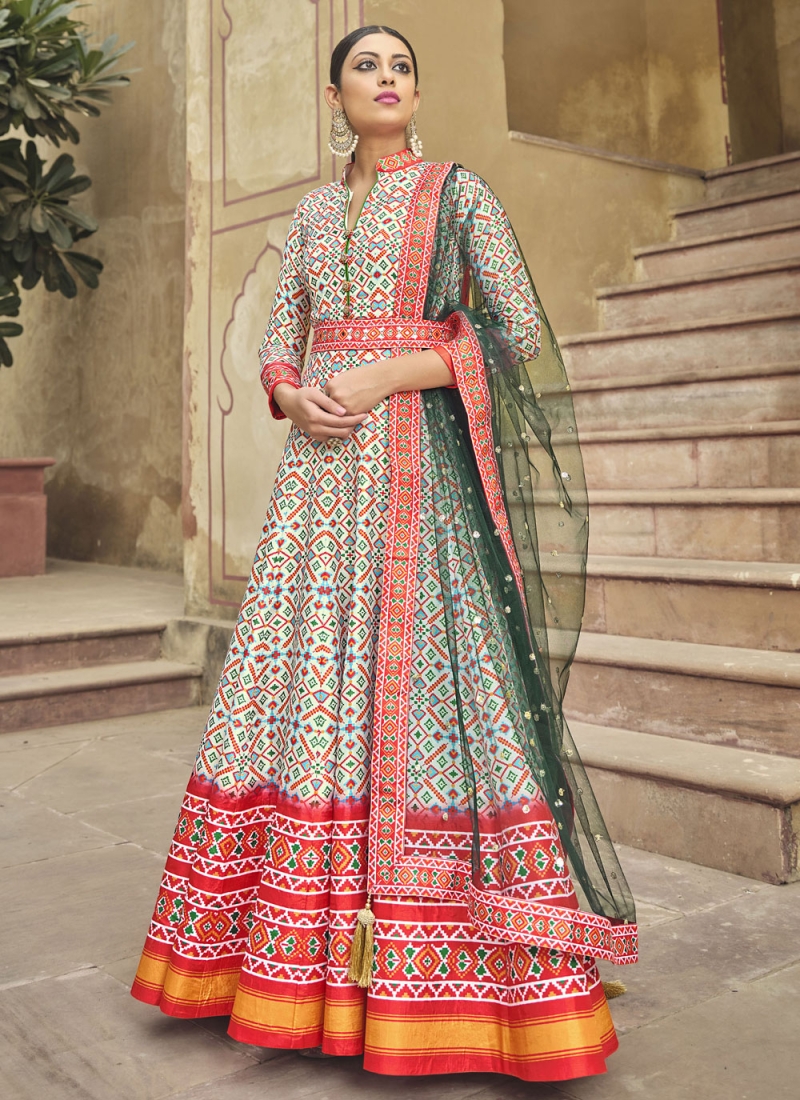 Designer Digital Patola Printed Work With Gown Suit - Stylecaret.com