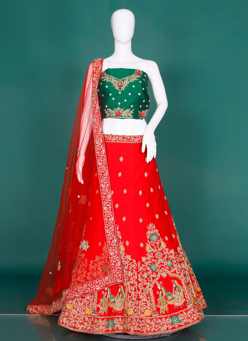 Pretentious Art Dupion Silk Bridal Designer Lehenga Choli