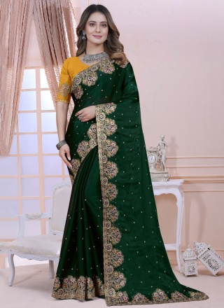 Pretty Satin Silk Zari Contemporary Saree