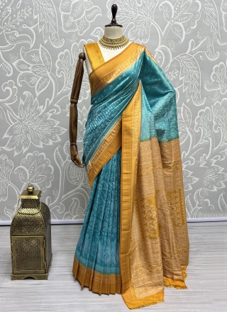 Prime Aqua Blue Ceremonial Classic Saree