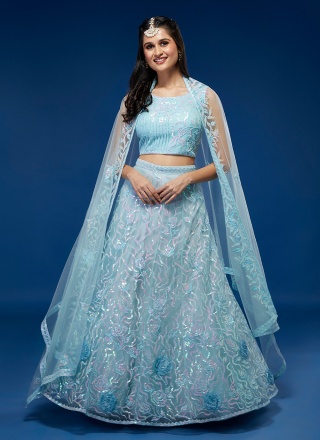 Prime Blue Net Designer Lehenga Choli