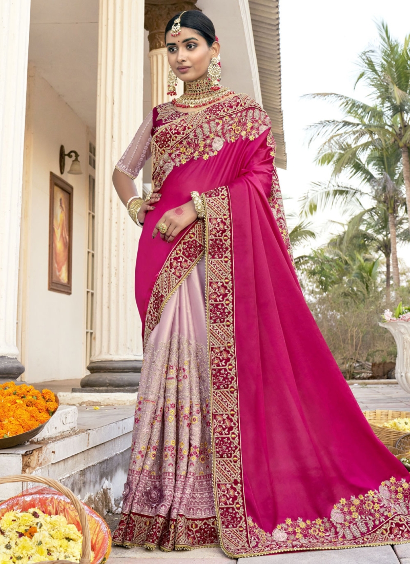 Prime Embroidered Pink Art Silk Trendy Saree