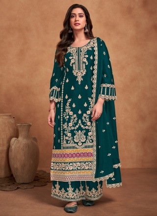 Pristine Teal Palazzo Salwar Kameez