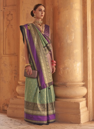 Prominent Silk Green Classic Saree