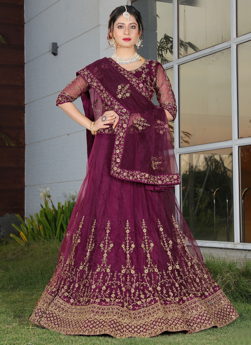 Purple Cord Engagement Lehenga Choli