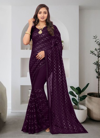 Purple Cutdana Saree