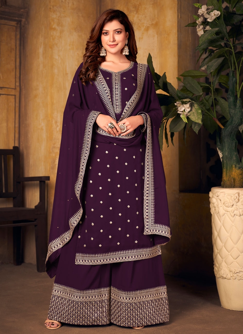 Purple Festival Designer Palazzo Salwar Suit