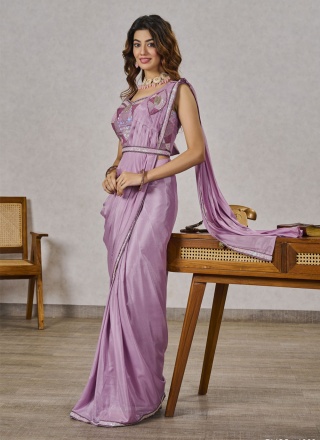 Purple Sequins Classic Saree