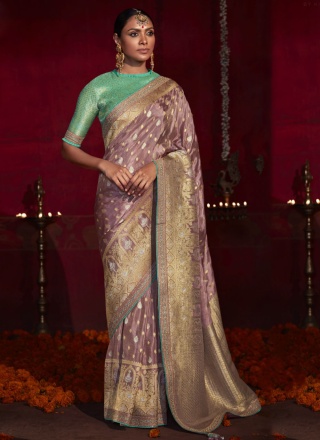 Purple Silk Weaving Contemporary Saree