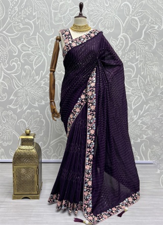Purple Thread Party Contemporary Saree