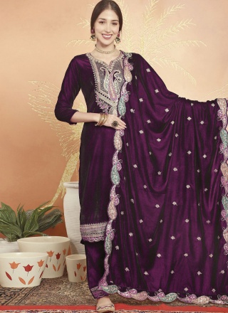Purple Velvet Salwar Suit