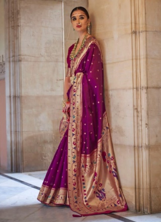 Purple Weaving Designer Saree