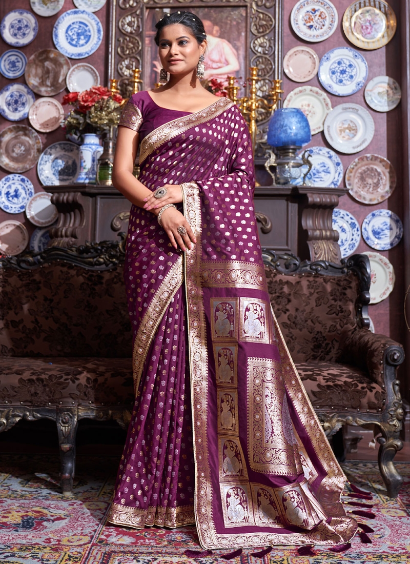 Purple Weaving Sangeet Trendy Saree