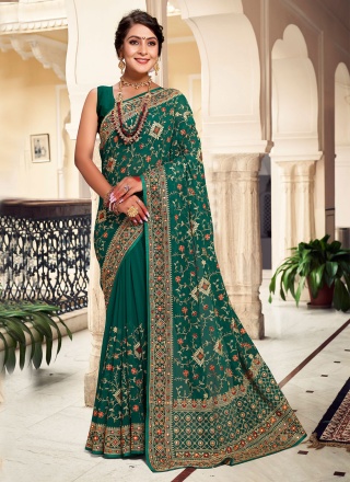 Rama Embroidered Classic Saree