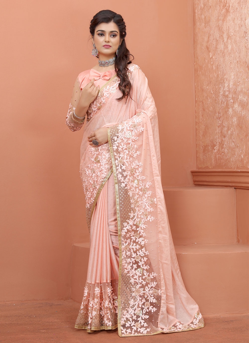 Peach Georgette Sequence Work Bollywood Style Saree – Urban Fashion