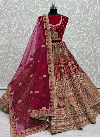 Rani Embroidered Velvet A Line Lehenga Choli