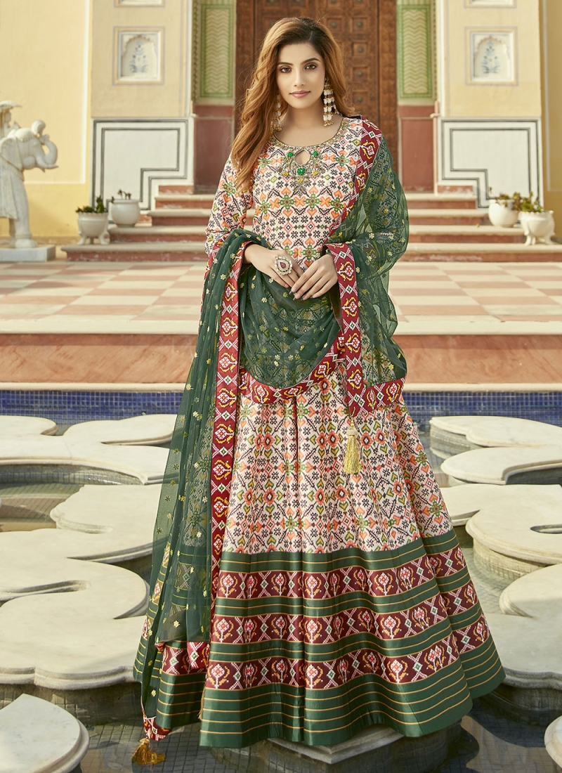 Faux Georgette Multi Colour Ceremonial Readymade Gown | Gowns, Party wear  gowns, Evening gowns