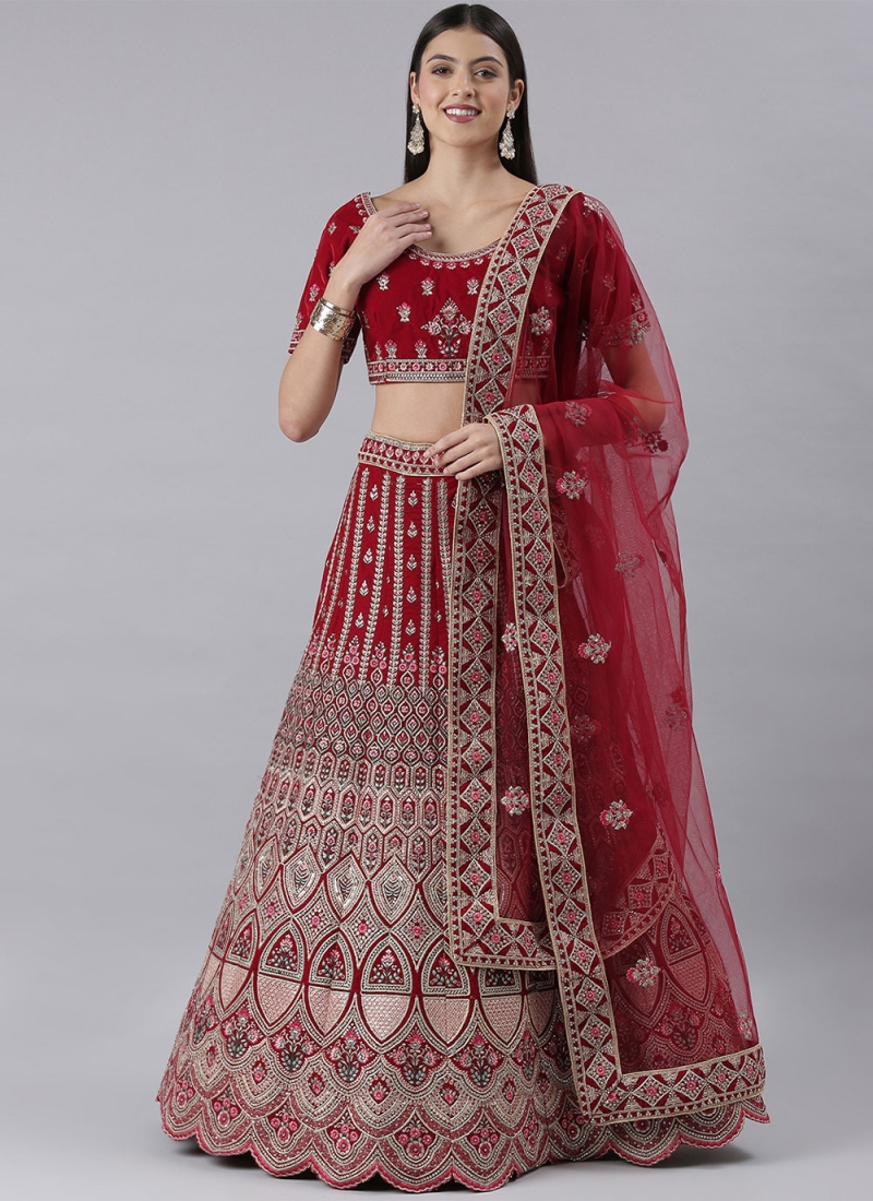 Red Color A Line Lehenga Choli