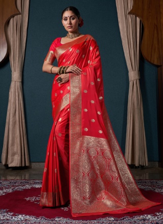 Red Designer Party Classic Saree