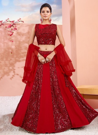 Red Imported Designer A Line Lehenga Choli