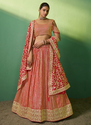 Red Sequins Reception Lehenga Choli