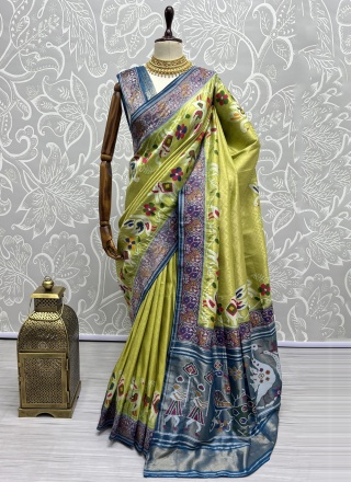 Regal Green Patola Silk  Contemporary Saree